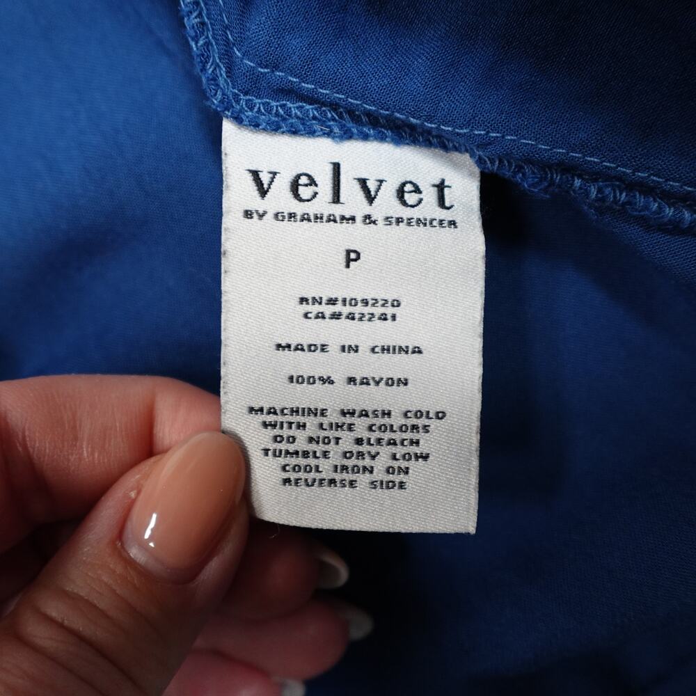 Velvet Graham Spencer Top Womens P Small Half Button Long Sleeve Blue Soft Thin - Picture 3 of 9